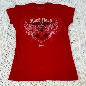 Vintage Hard Rock Cafe Rome Embellished Tee sz S EUC